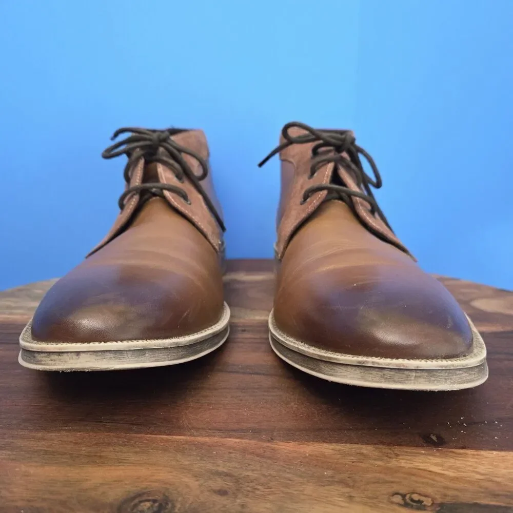 STACY ADAMS Cagney Boot Men's 11M Leather Cognac Tan # 24907-236